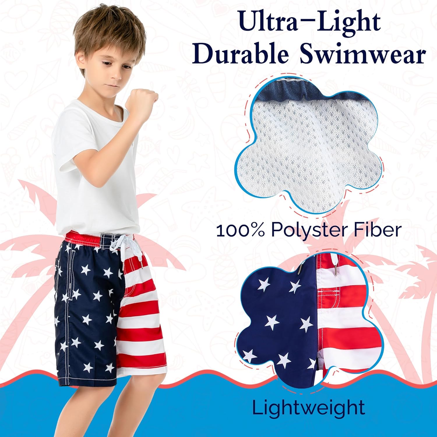 SIX ISLANDS Boys Swim Trunks - Quick-Dry, Comfortable, Ages 5/6 to 18/20 - Fun Patterns, Durable Design Boys Bathing Suit - Image 2