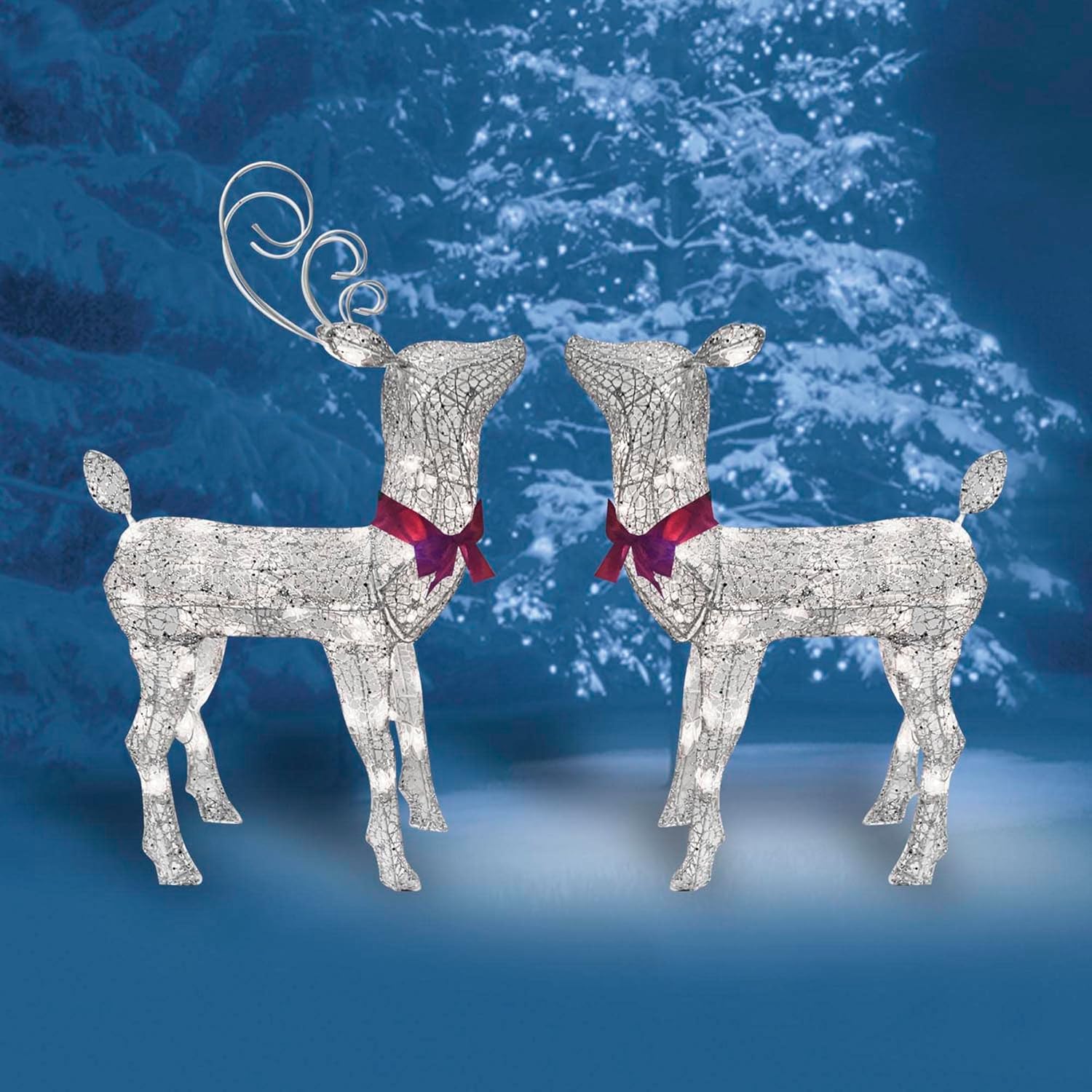 Brite Star 50 Lt Set of 2 MORPHING Baby Deer Outdoor Wireframes, Pure White : Baby