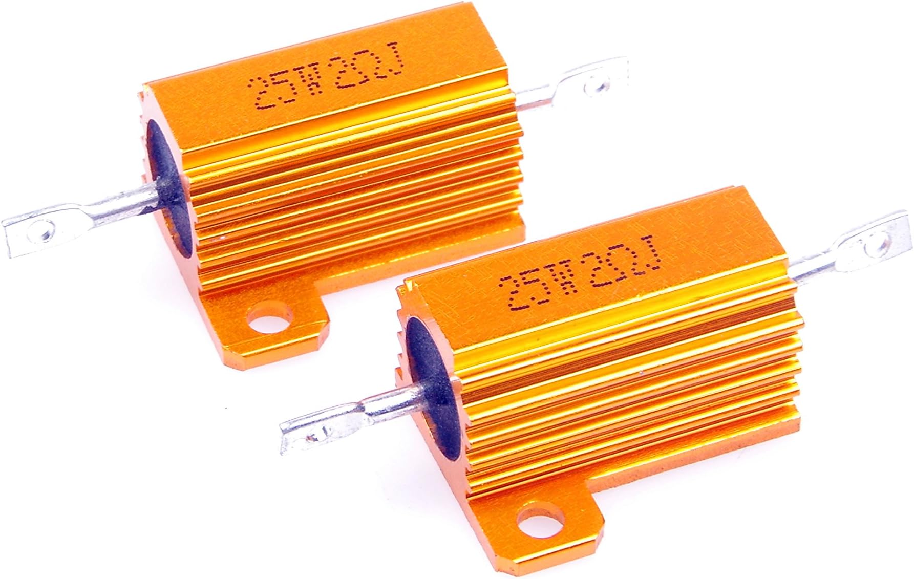 25 Watt 2 Ohm 5% Wirewound Resistor Electronic Aluminium Shell Resistor Gold (Pack of 2)