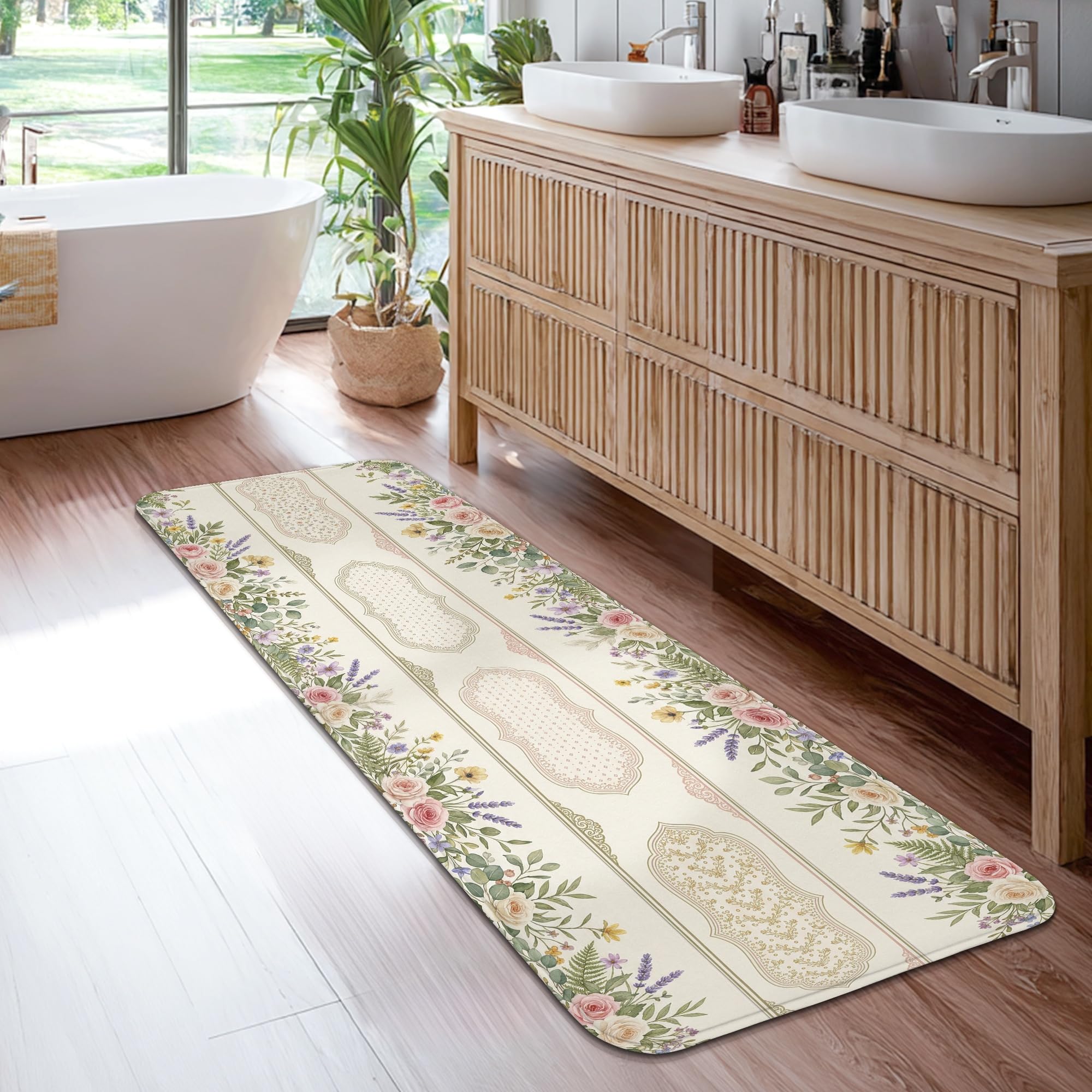 Tapis de couloir antidérapant crème pour sécuriser et embellir la cuisine