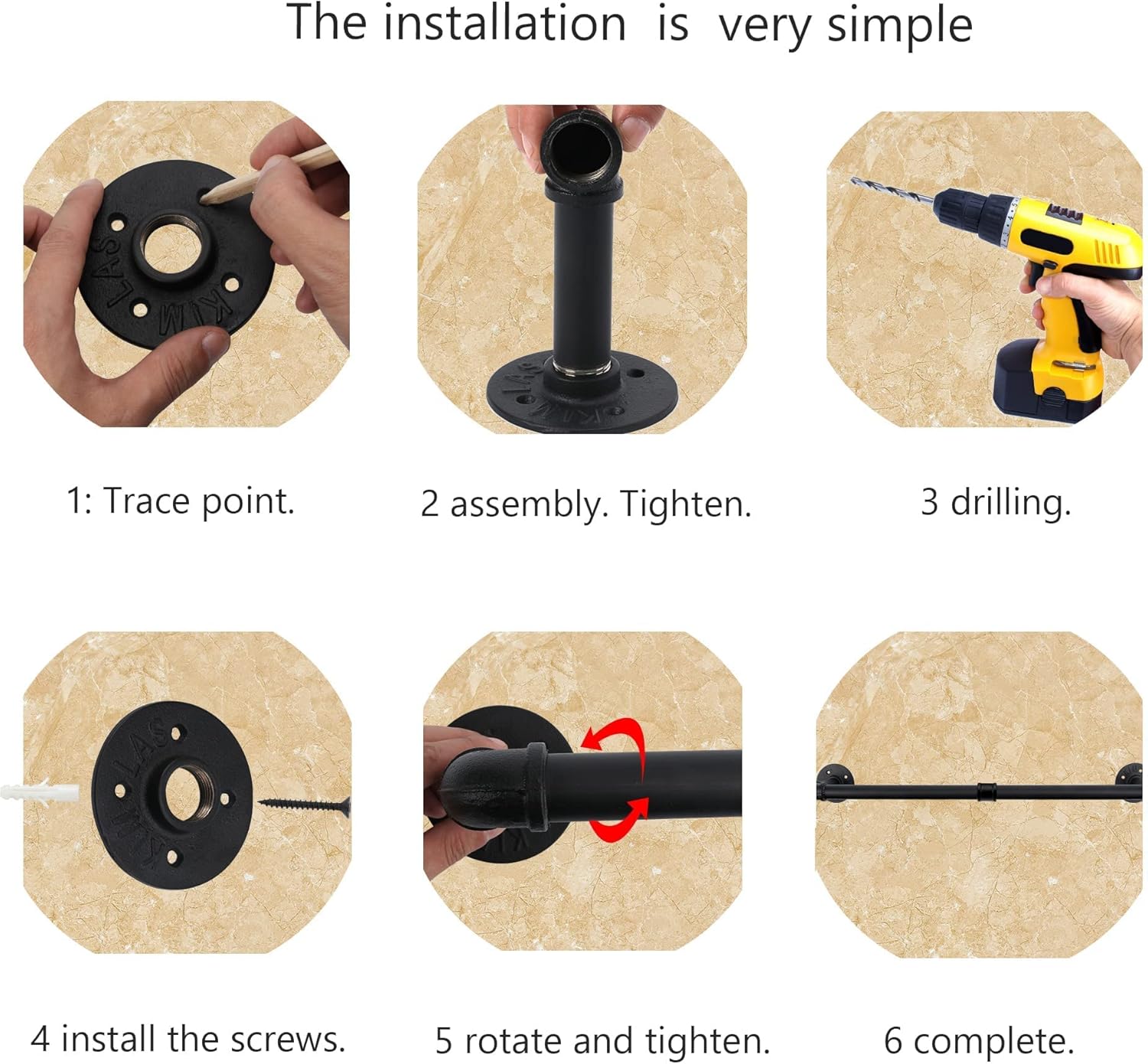 39.4 inch Pot Rack Wall Mounted with 15 Hooks, Hanging Pot Pan Organizer Rack,Utensil Industrial Pipe Hanger,Cast Iron Skillet Storage Rail,Black Pots and Pans Storage : Home & Kitchen