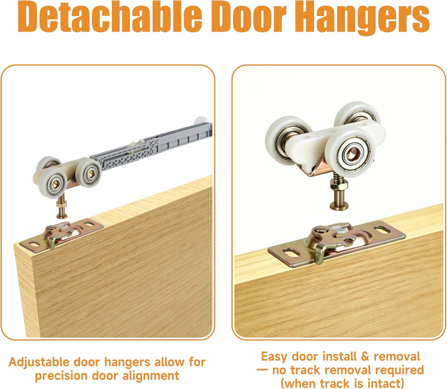 Pocket Door Kit with Soft Close and Soft Open Rollers – Bi-Directional Pocket Door Hardware, Fits Johnson 1060 and 1062, Fits 100/134F/138F/2610F Tracks, 2-Inch Nylon Ball Bearing Top Hangers