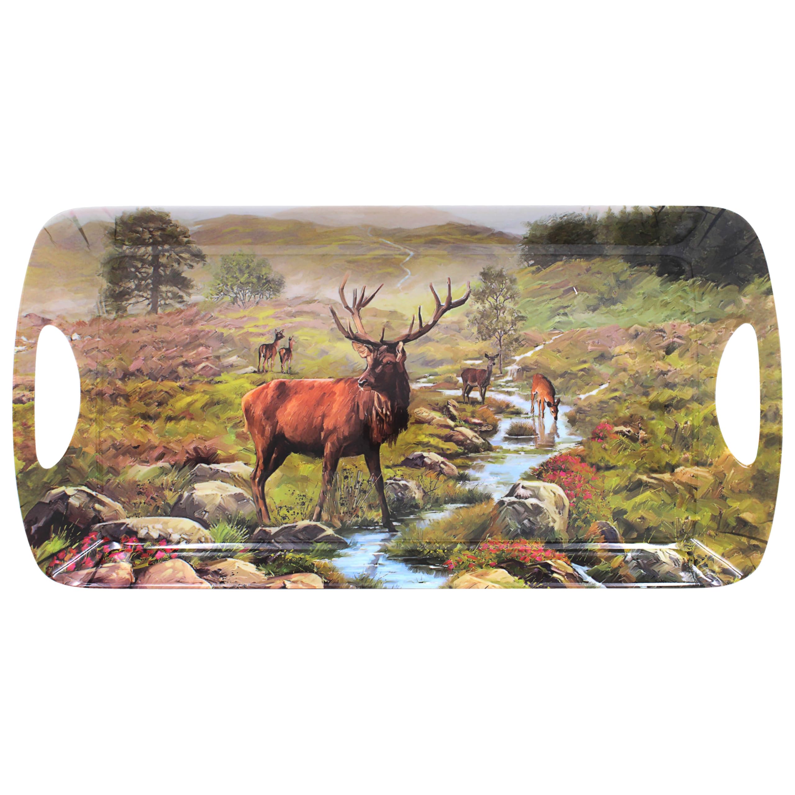 The Leonardo Collection Stag Tray Medium Macneil Studios For Kitchen & Home | Non Slip Serving Tray For Food | Serving Platter For Lunch & Dinner | Plastic Trays For Tea & Serving Dishes