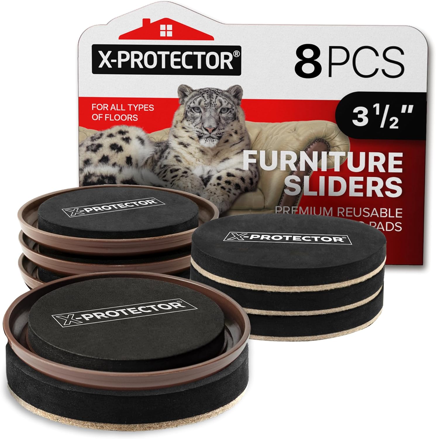 XProtector Furniture Sliders 8 PCS 3 1/2" 4 Furniture
