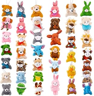 40 Pieces Mini Plush Animals Toys Set Animal Plush Toys Stuffed Animals Set Stuffed Animals Bulk Tiny Stuffed Animals for Themed Parties Valentine's Day Supplies Presents Goody Bags