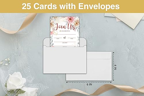 Miniatura 2 de Invitación de recepción de boda, tarjetas de invitación de bienvenida de novia florales bohemias, hermosos y minimalistas suministros de