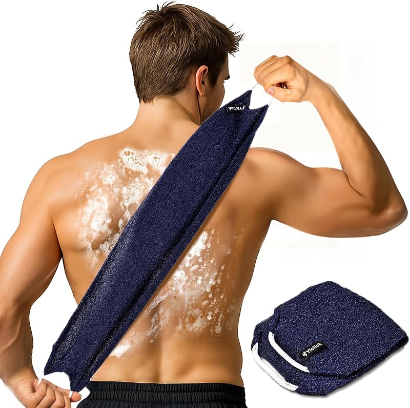 Yiclick Esponja de banho esfoliante com alças, 45,72 x 19,05 x 0,25 cm