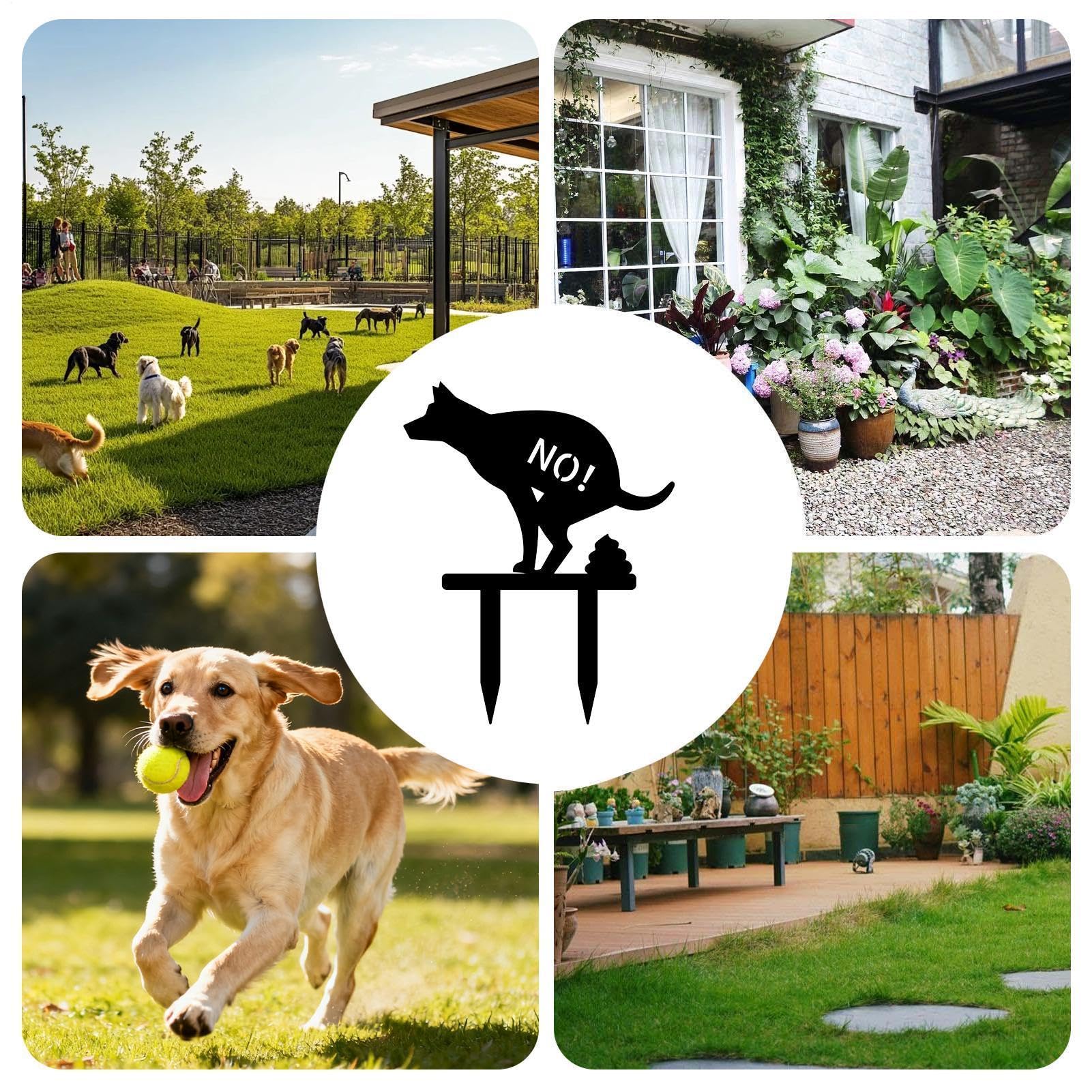 Señales de prohibición de perros para jardín, metal inoxidable, enchufe de jardín, pincho, mordaza, advertencia, impermeable, para jardín, hierba, terraza, camino, patio, vecindad