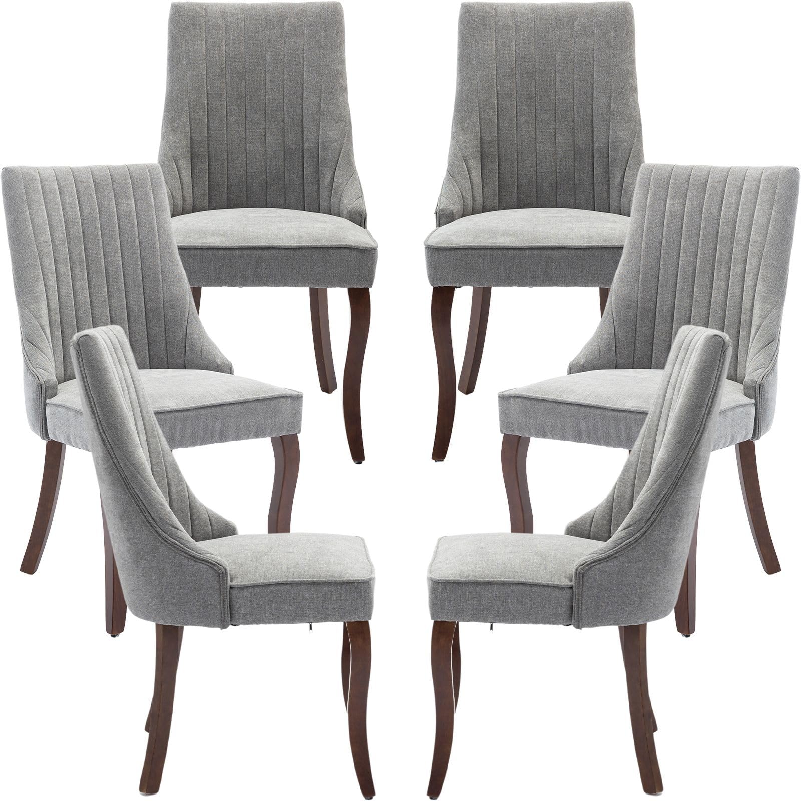 hyrfurn Modern Dining Chairs Set of 6, Mid Century Kitchen & Dining Room Chairs, Velvet Upholstered Kitchen Chairs with Wood Legs, Sillas de Comedor,
