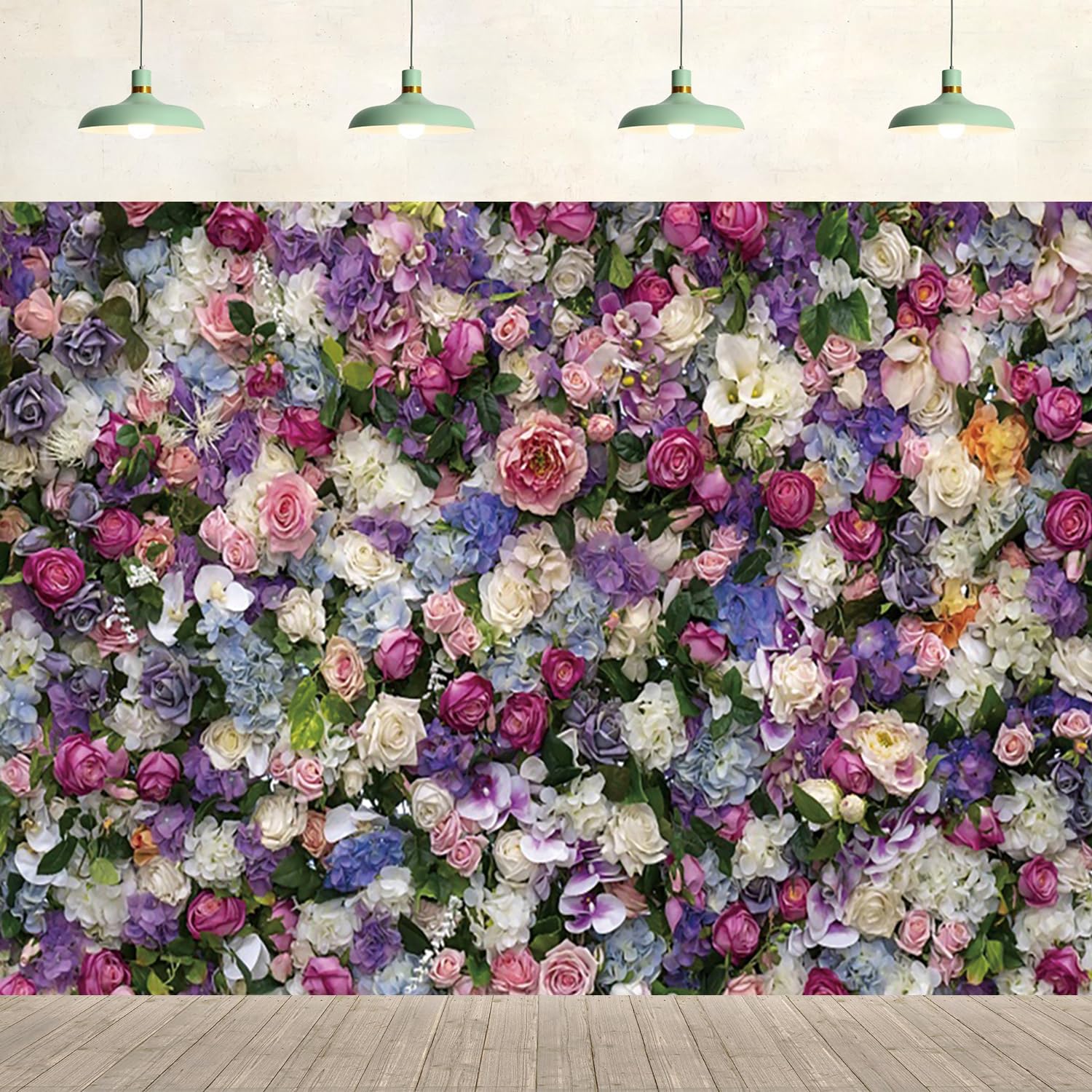 7x5ft Colorful Flowers Wall Backdrop Spring Blooming Flowers Oil Painting Background Wedding Bridal Birthday Baby Shower Party Supplies Photography
