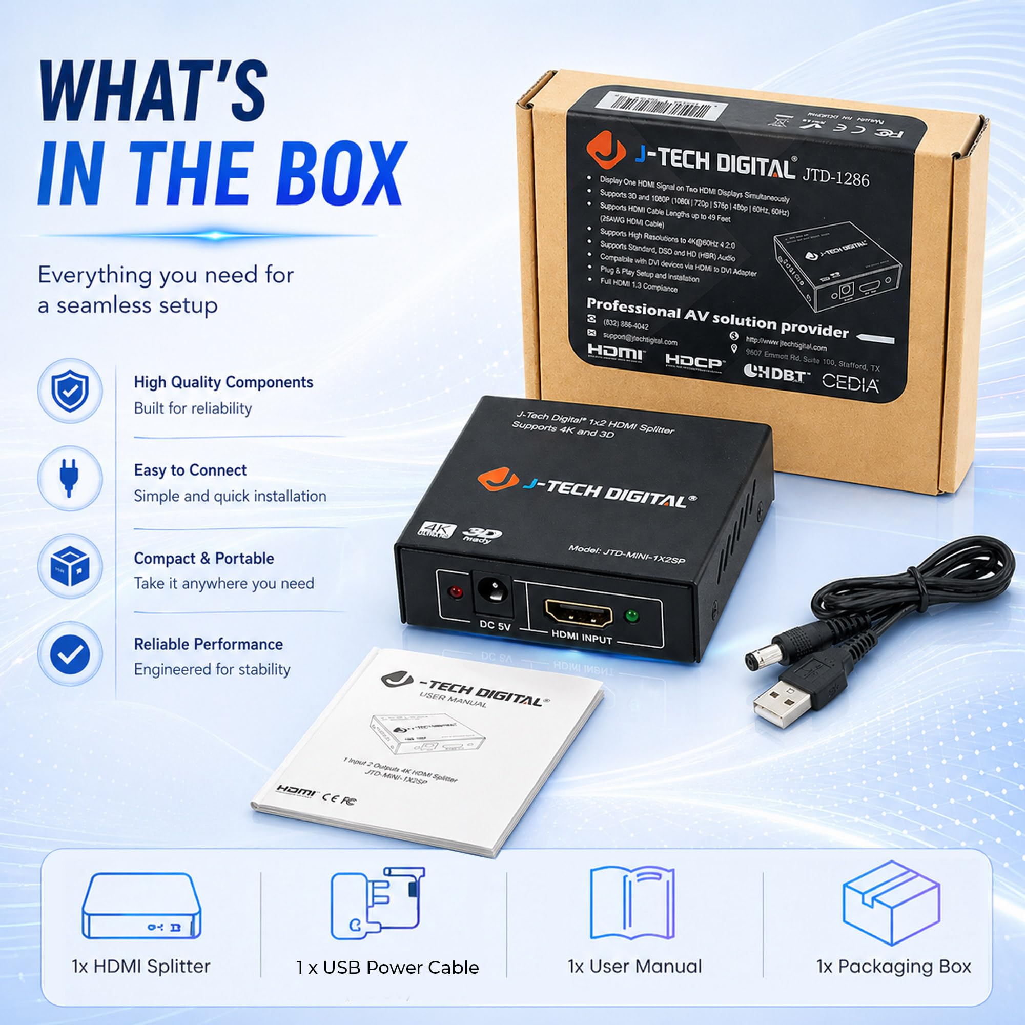 Amazon.com: 4K@60 HDMI Splitter 1 in 2 out 1X2 Powered Splitter