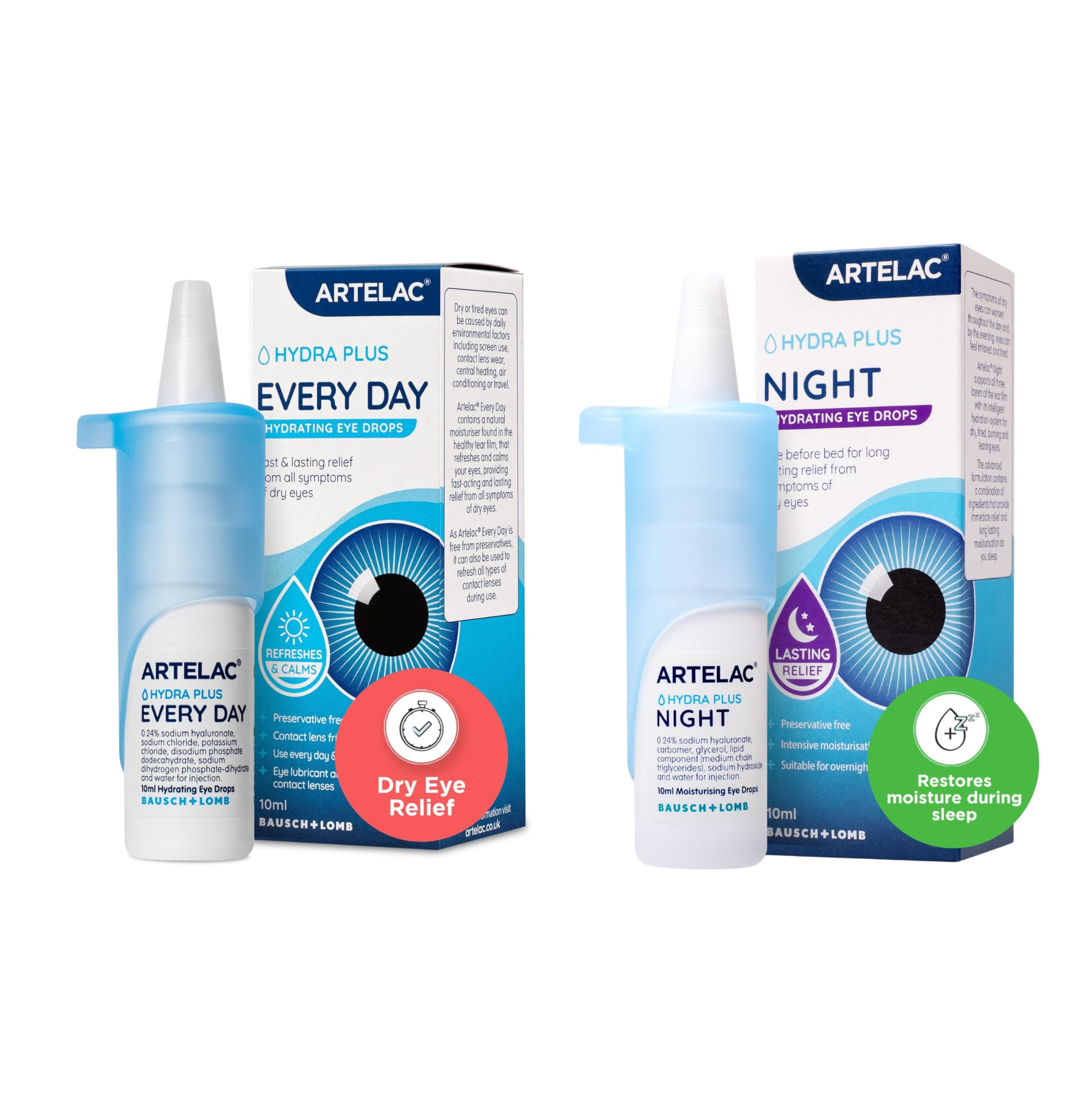 Artelac Multipack, Every Day Eye Drops for Dry Eyes Treatment, Preservative Free and Night Eye Drops, Symptom Relief for Tired and Tearing Eyes