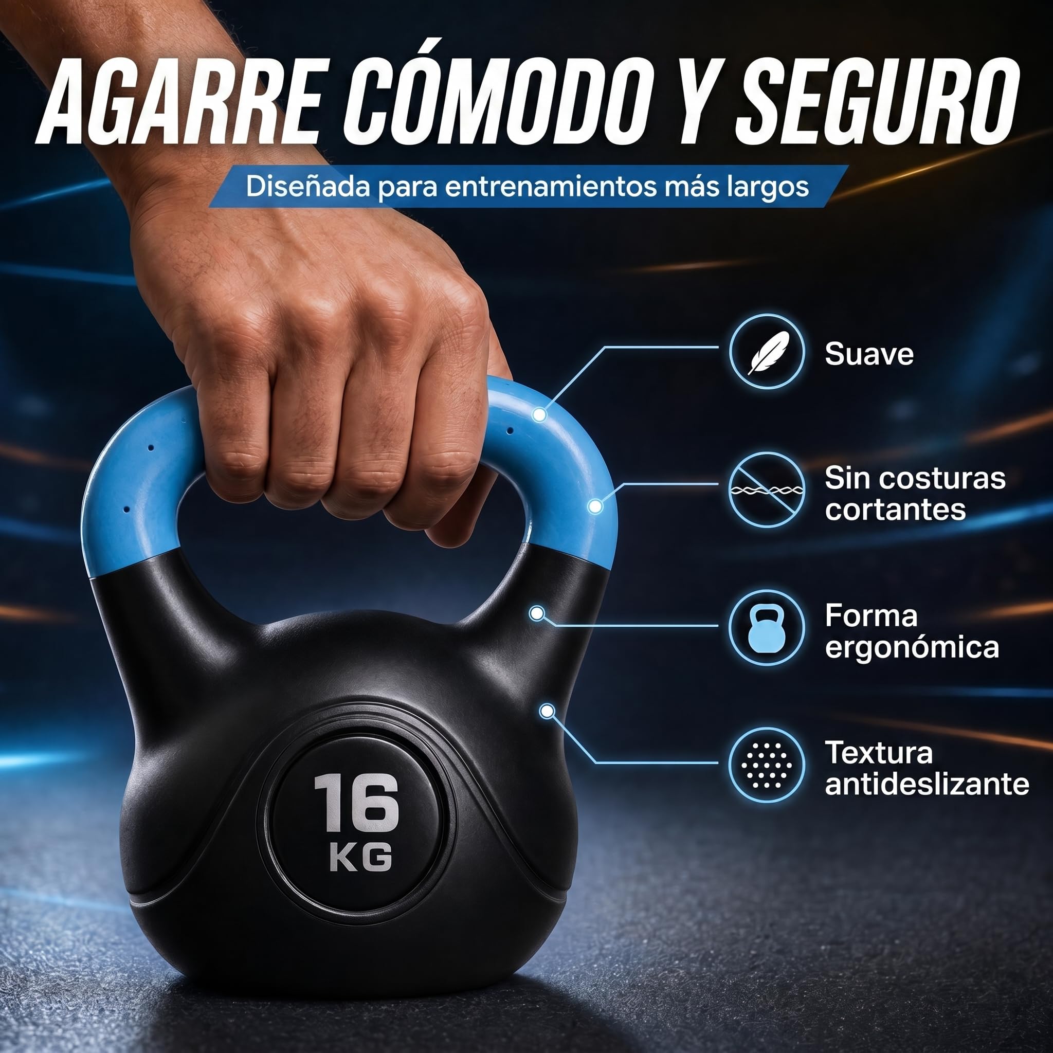 Body & Mind® Kettlebell Ball mancuerna de plástico 2-20 kg - mancuerna de pesas para entrenamiento de fuerza - mancuerna de balanceo para fitness profesional.