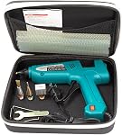 Professional Hot Glue Gun Kit, Full Size,with EVA Hardshell carrying case | Luxury Set, 4 Interchangeable Copper Nozzles, 12 Glue Sticks Included