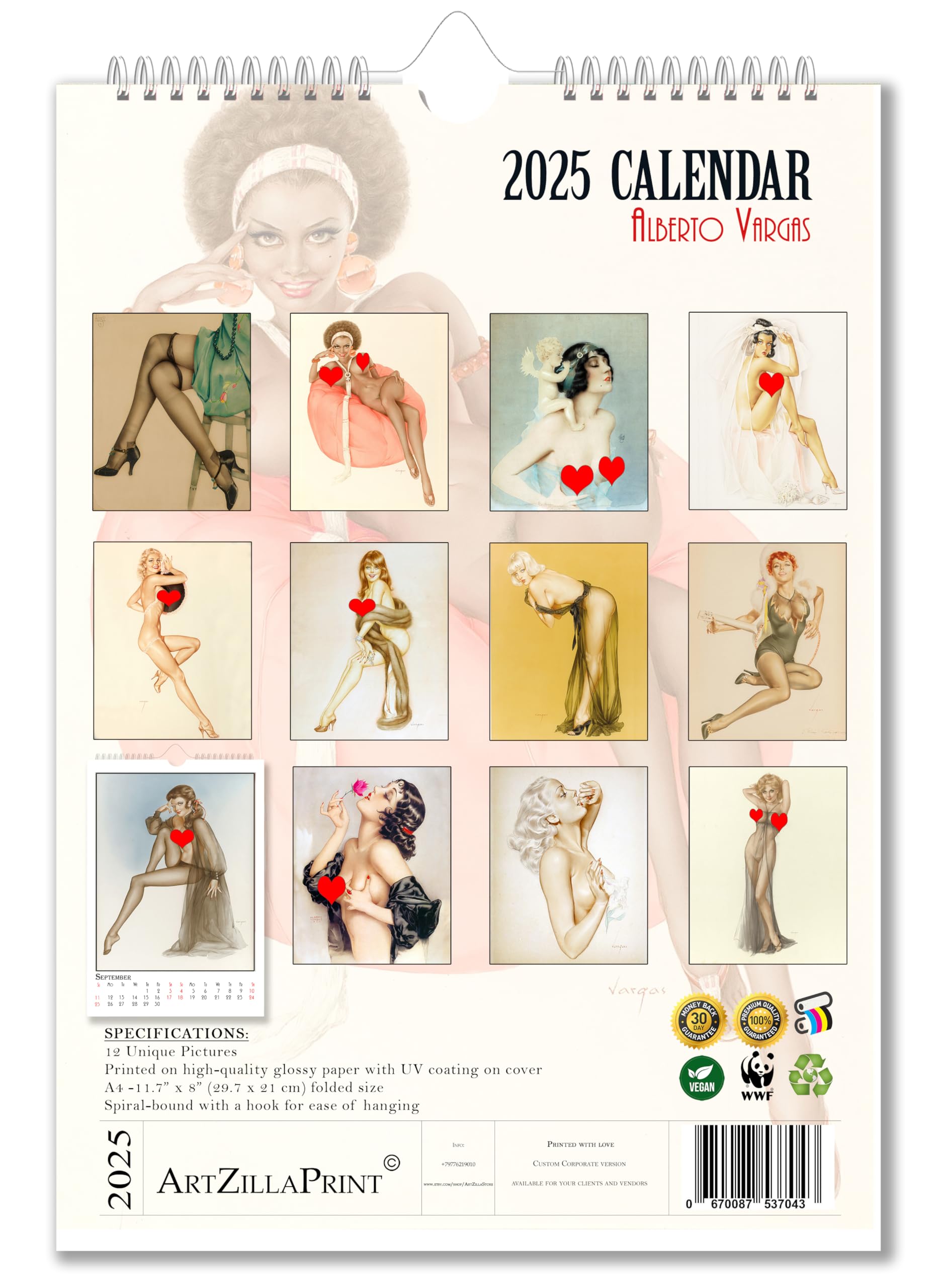 Amazon | Alberto Vargas 壁掛けカレンダー 2024年版 ピンナップガール