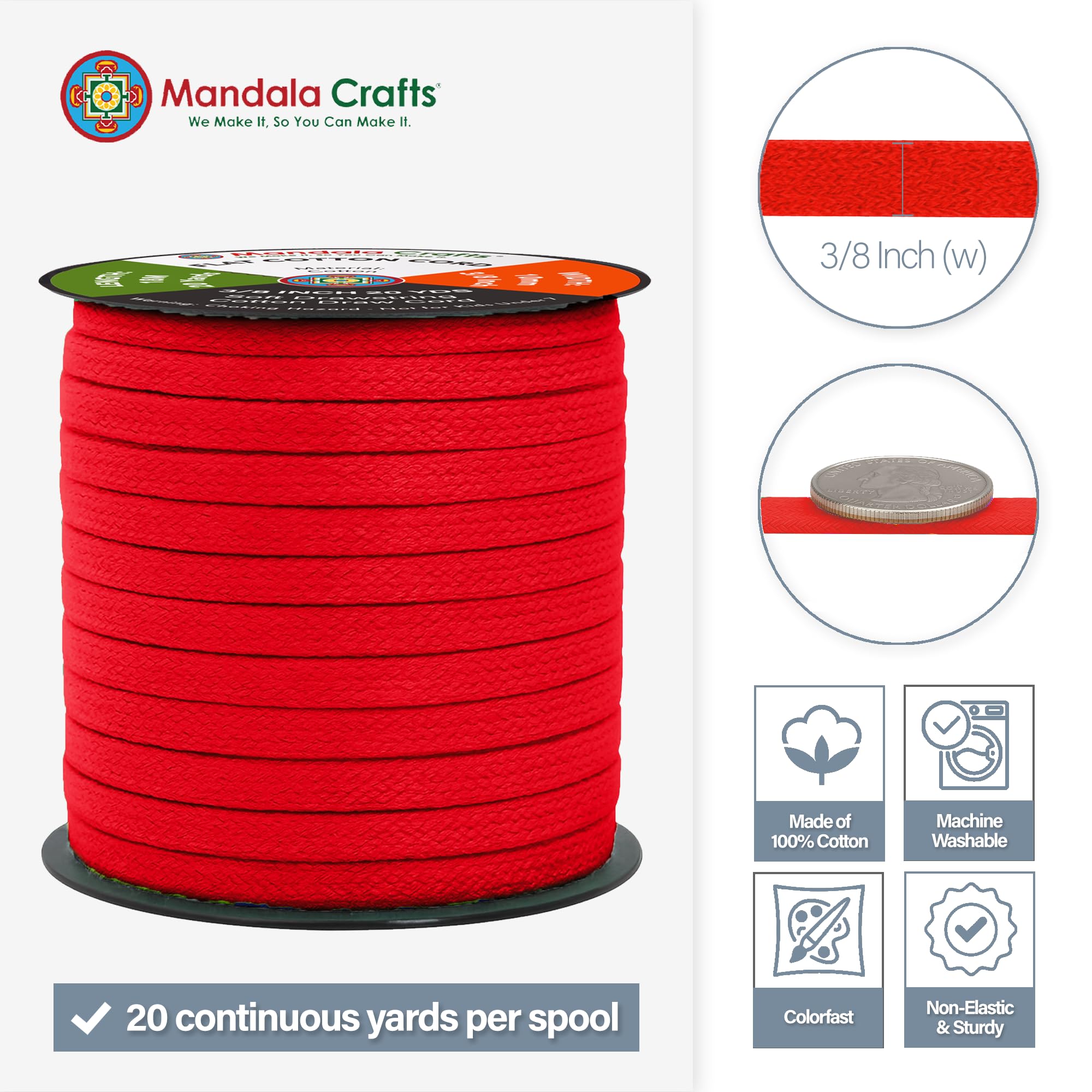 Amazon.com: Mandala Crafts Red Flat Drawstring Cord Drawstring