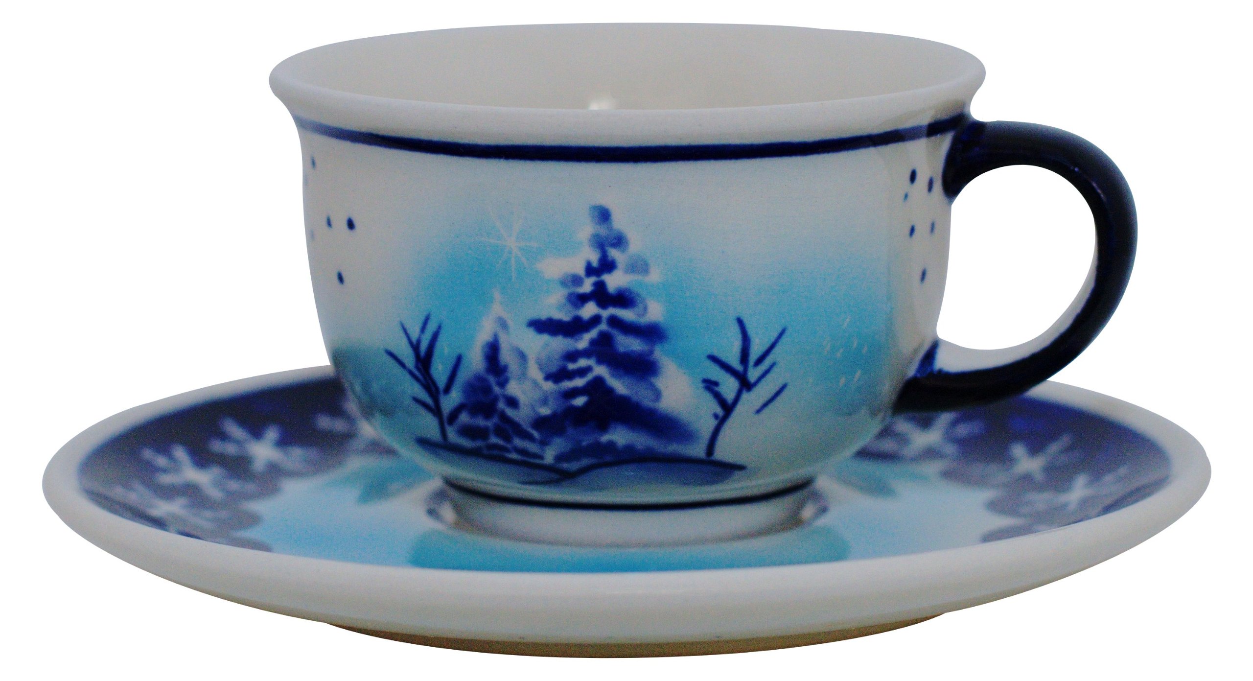 Tasse à café Bunzlauer paysage d'hiver en céramique, le cadeau de table idéal avec soucoupe