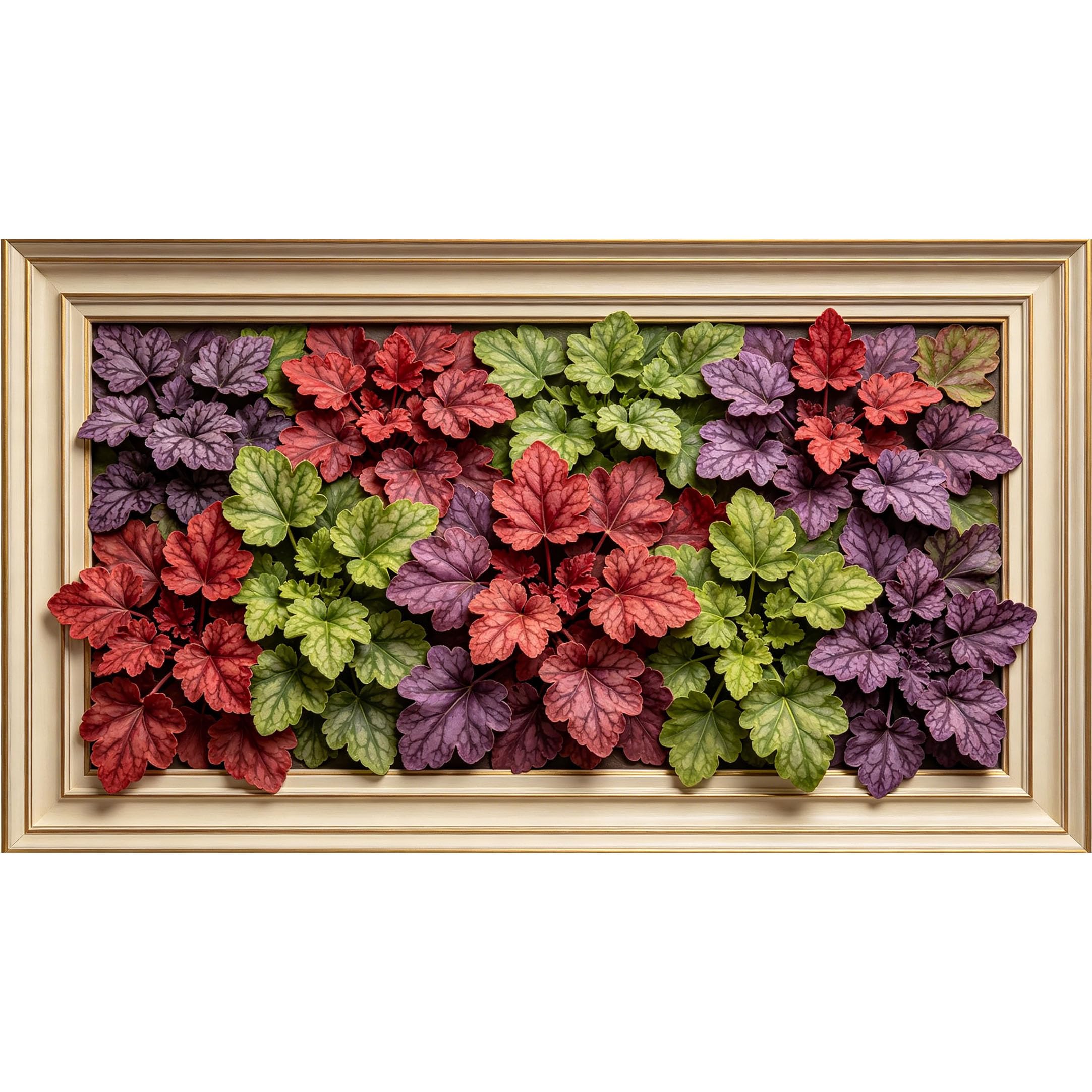 QZLITHOTIC 50x90cm3D Framed Wall Art， Botanical Colorful Foliage Pattern Self‑Adhesive Mural， Water‑Activated Peel & Stick Fabric Decor Wall Decal for Bedroom Living Room