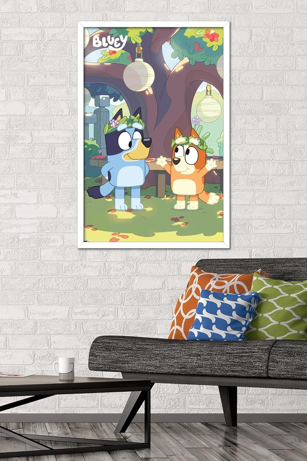 Trends International Bluey - Duo Wall Poster, 34L x 22.4W, White Framed Version