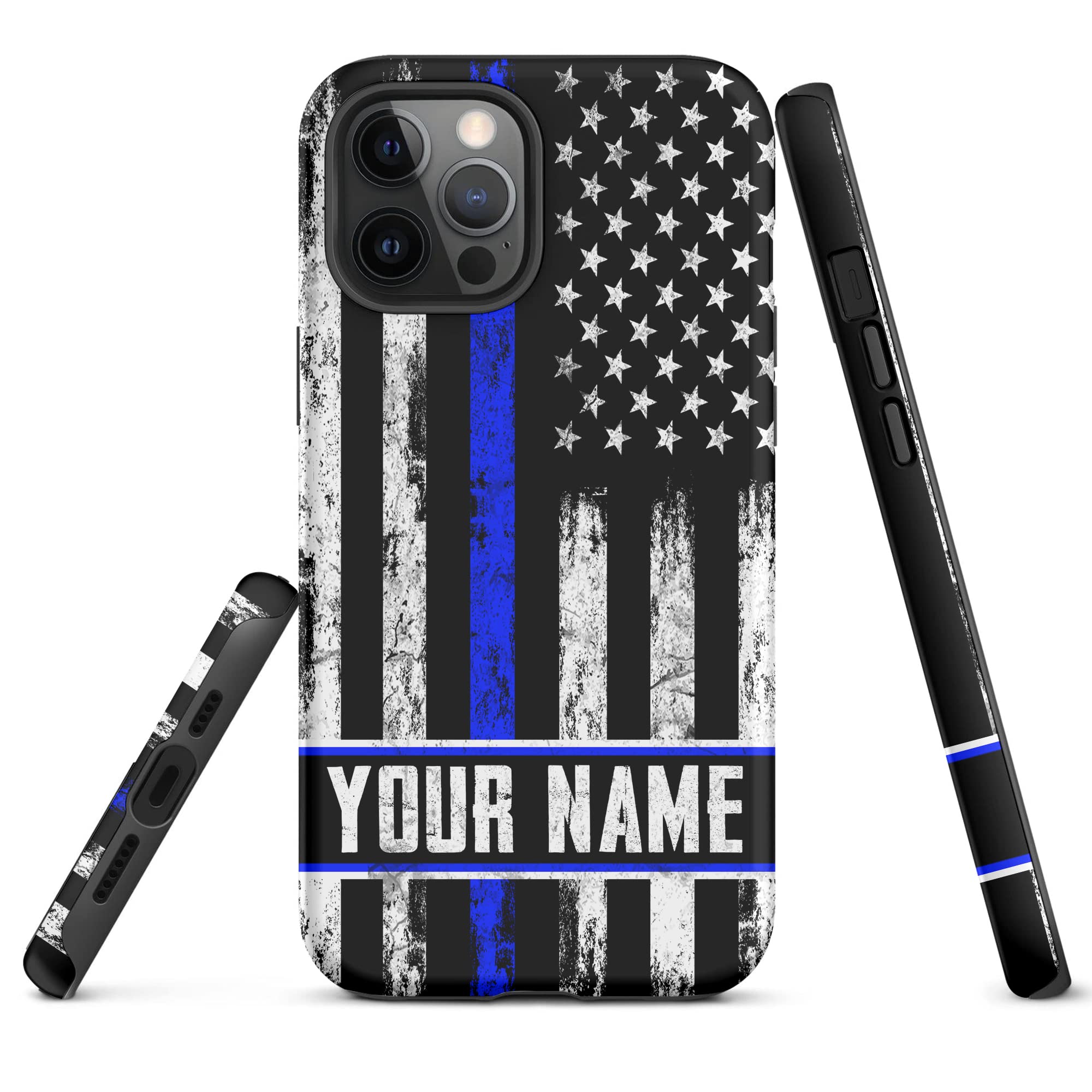 Amazon.com: Personalized American Flag 1 Police Officer Phone Case Thin  Blue Line Police Custom Name Gifts Husband Dad Protective Cover with Clear  Case Tough Case For iPhone 15 14 12 13 11
