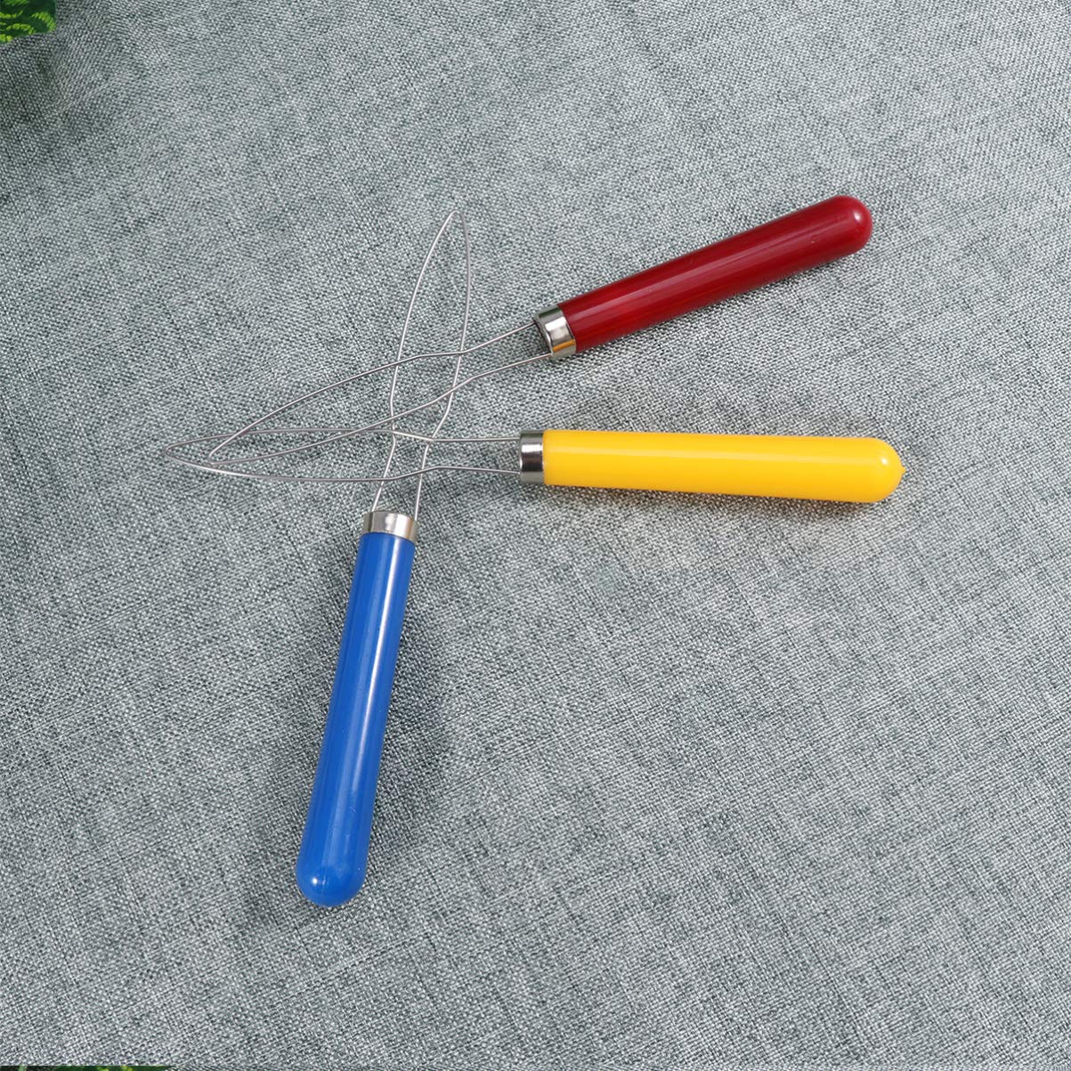 Lot de 3 à Boutons, Fermeture éclair, Outils élastiques, Cordon de Serrage élastique, enfile-Aiguille, Personnes âgées, Patients, Personnes âgées, poignée en Bois en Acier Inoxydable