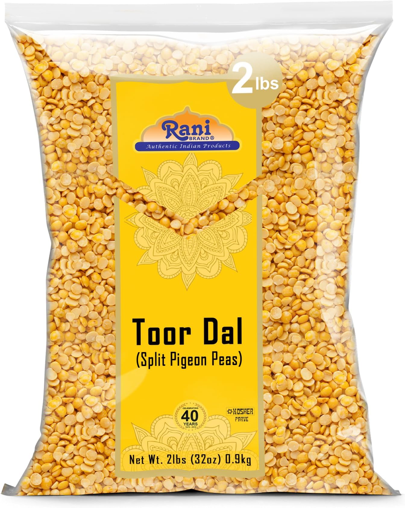 Rani Toor Dal (Split Pigeon Peas) 32oz (2lbs) 908g ~ All Natural | Gluten Friendly | NON-GMO | Vegan | Indian Origin