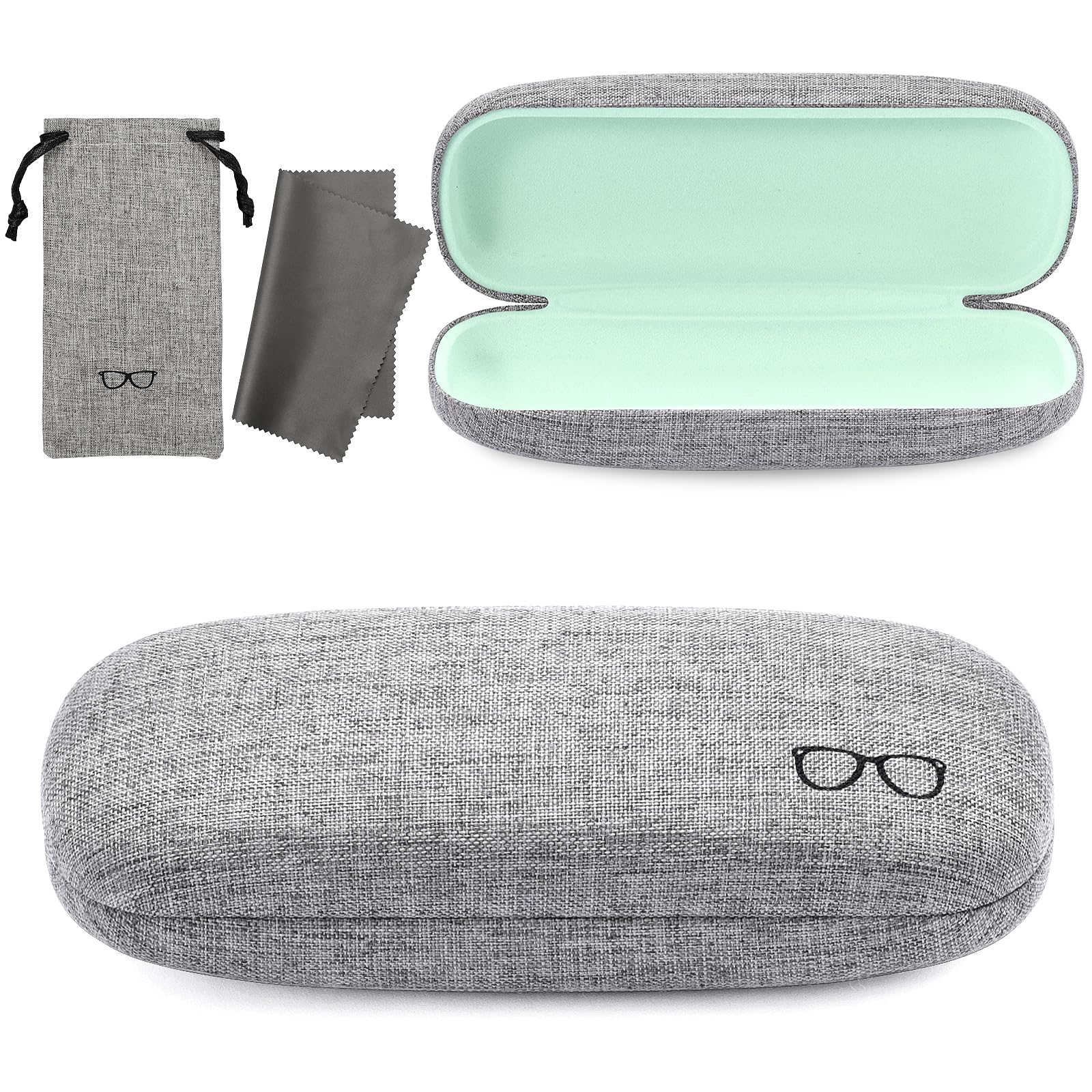 Vemiss Hard Shell Eyeglasses Cases, Linen Fabrics Protector Sunglasses Case, Large Glasses Case