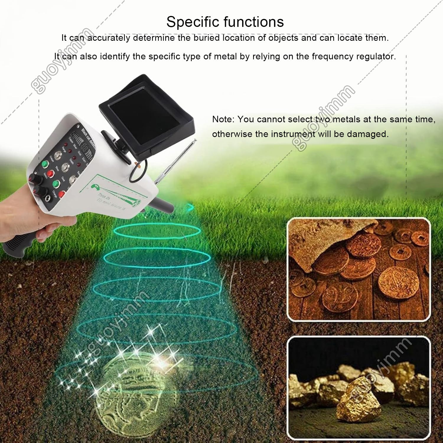 Détecteur de métaux, scanner souterrain pour or, argent, cuivre et diamants, profondeur de 30 m, portée de détection de 1000 m avec écran