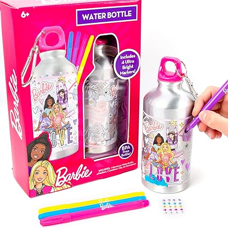 Horizon Group USA Barbie Color Your Own Water Bottle