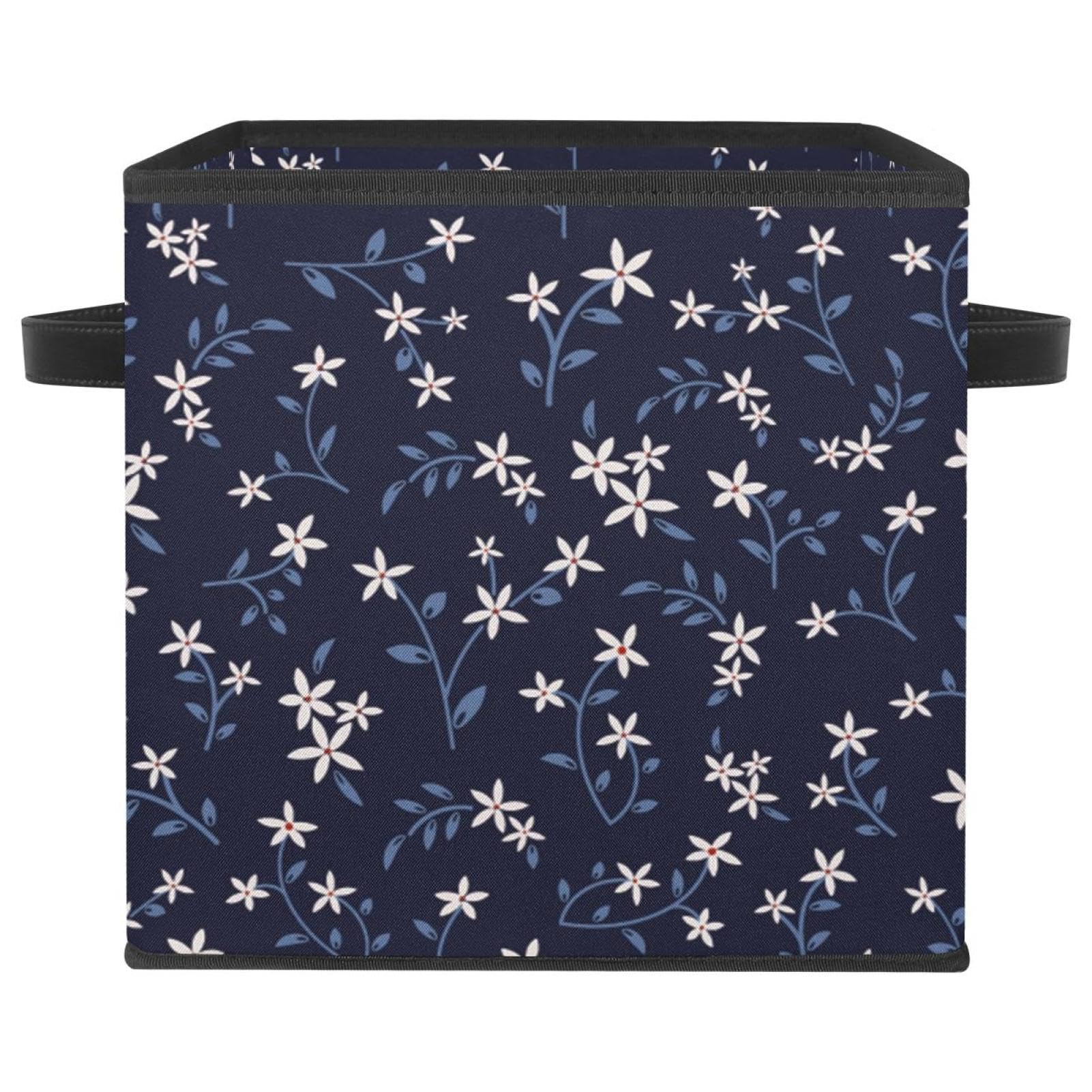Boîte de rangement en tissu bleu à fleurs contre le désordre