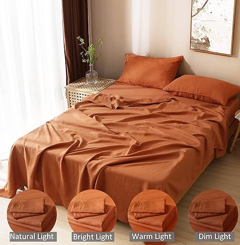 Miniatura 6 de S VICTORY SYMBOL Sábana encimera 100% de lino, 1 pieza de lino francés lavado a la piedra, sábana superior plana suave transpirable (108 x 102