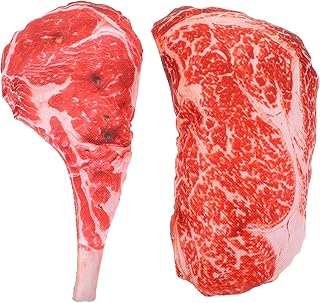 NUOBESTY 2Pcs Dog Chew Toys Dolls Artificial Steak Dog Squeaky Toy Plush Dog Toys Stuffed Dog Toy Puppy Molar Chew Squeeze Sound Toys for Training Cleaning Teeth