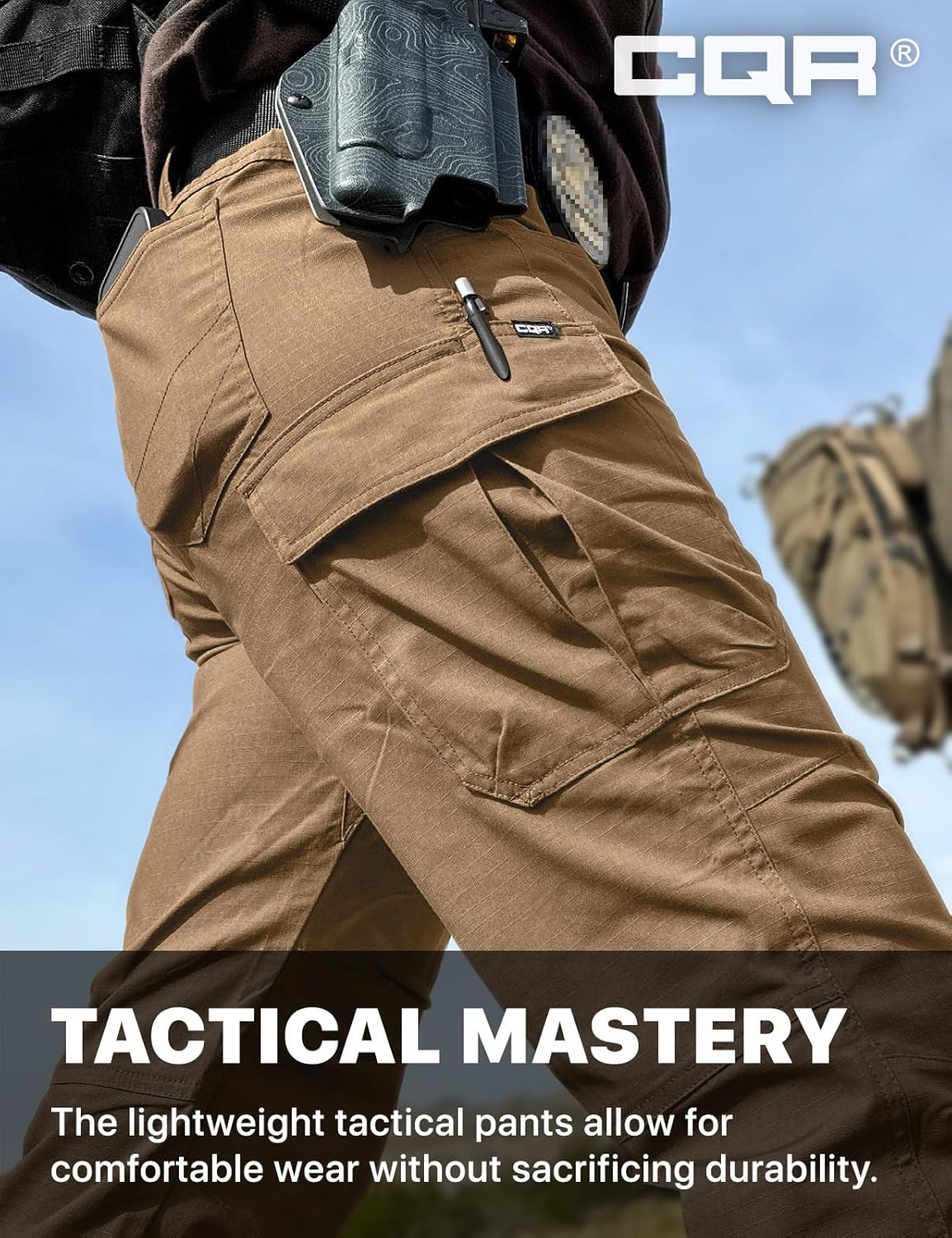 CQR Women's Flex Stretch Tactical Pants, Water Resistant Ripstop Cargo Work Pants with Pockets for Outdoor & Hiking - Image 8