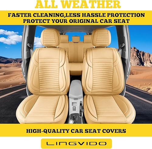 Miniatura 2 de LINGVIDO - Fundas de piel sintética con respaldo para asiento de automóvil, transpirables, impermeables, universal y antideslizante, para SUV,