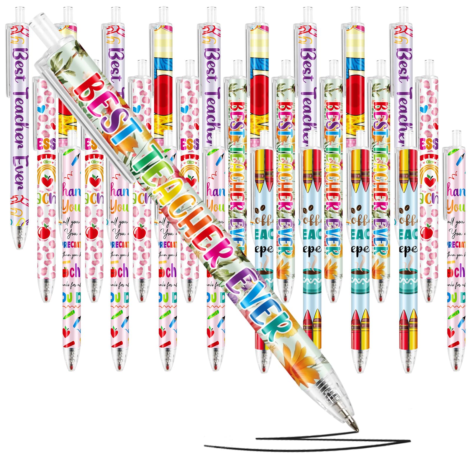 WorldBazaar Teacher Appreciation Ballpoint Pens 30 PCS Back to School Teacher Gifts Office School Preschool Student Accessories Stationary Desk