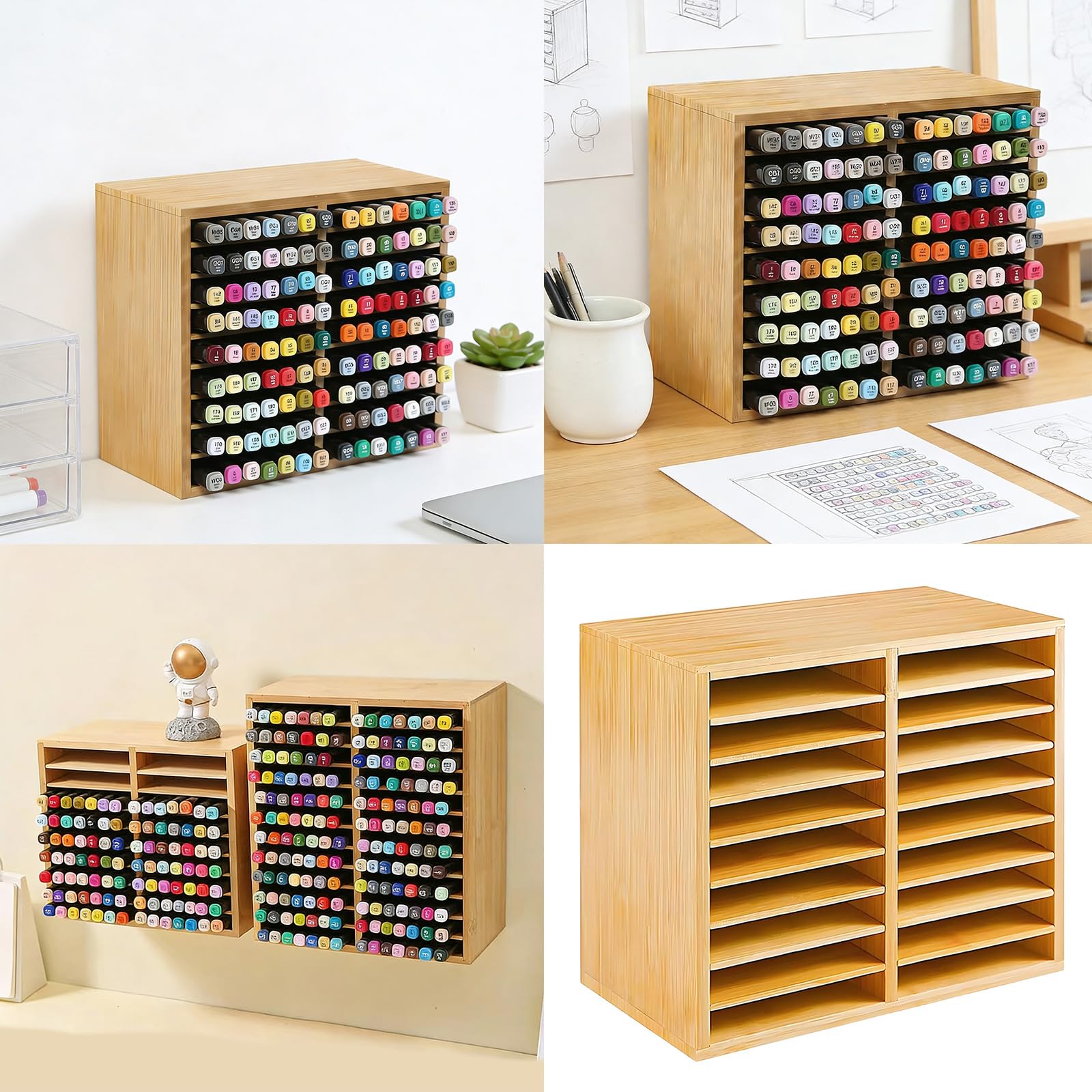 Portapennarelli in Vero Legno con Slot codificati a Colori Soluzione archiviazione organizzata della cancelleria
