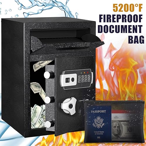 Miniatura 5 de Caja fuerte de 2.8 CUB para negocios, caja de seguridad electrónica con combinación digital y antipesca, caja fuerte de depósito con bolsa