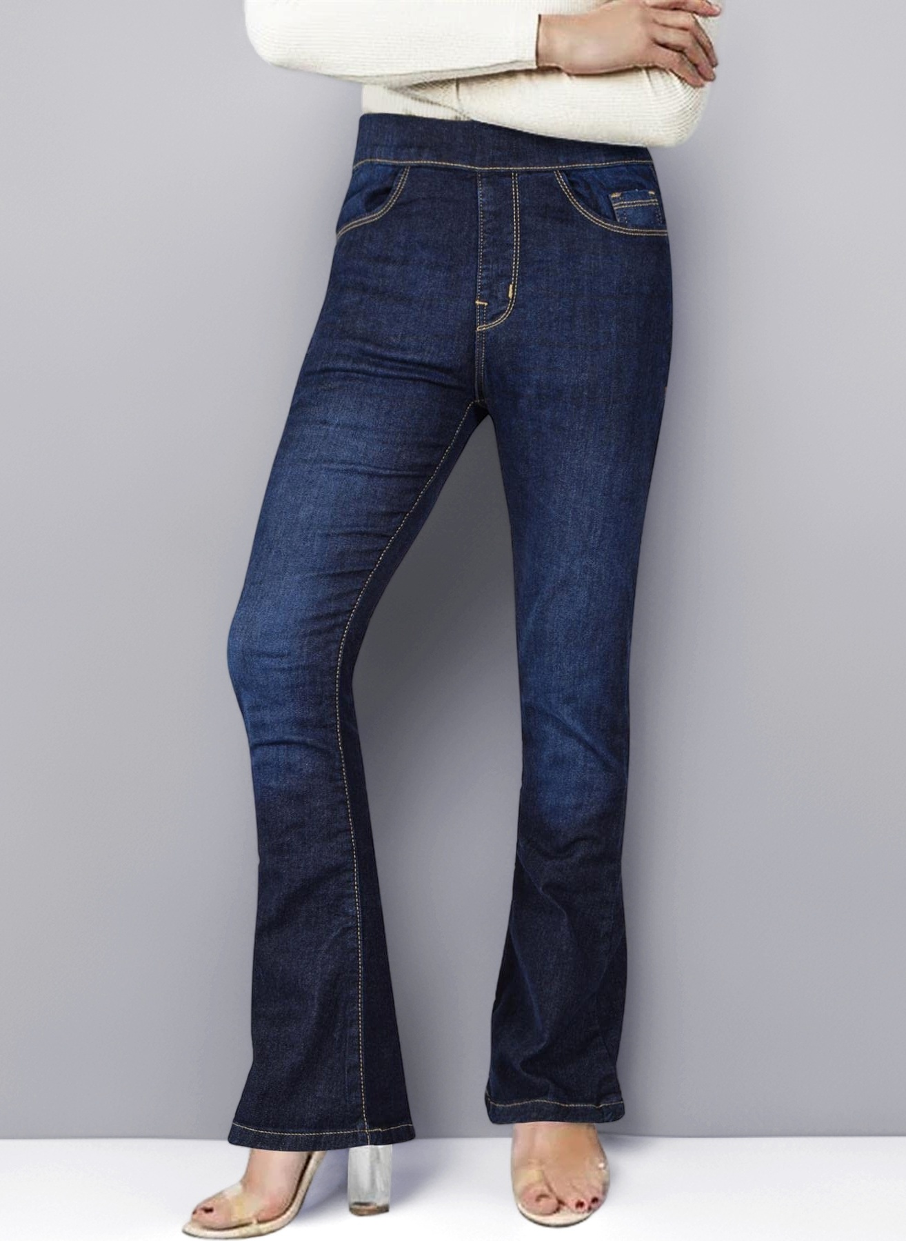 Ladies Denim Jeans Comfort Stretch Flared Bell Bottom Fashion Pants Lightweight Trendy Jeans for Women