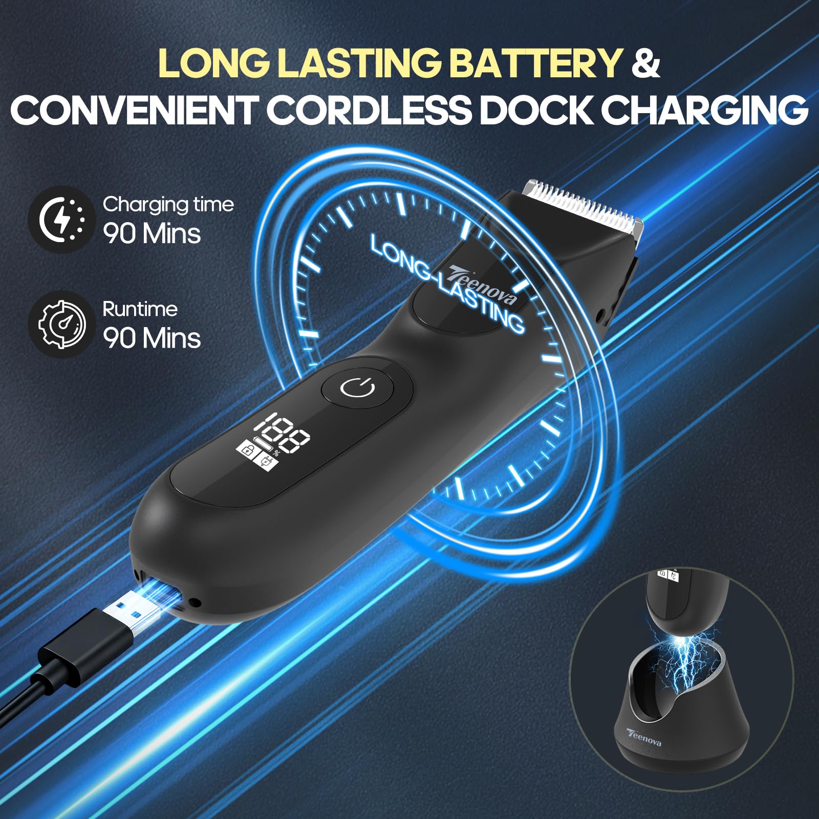 Manscape Body Hair Trimmer for Men, No Nick Pubic Bikini Trimmer for Women, 3 in 1 Versatile Groin Shaver with Nose Hair Trimmer, Cordless Dock Charging, LED Display, Wet/Dry Grommer (Black)