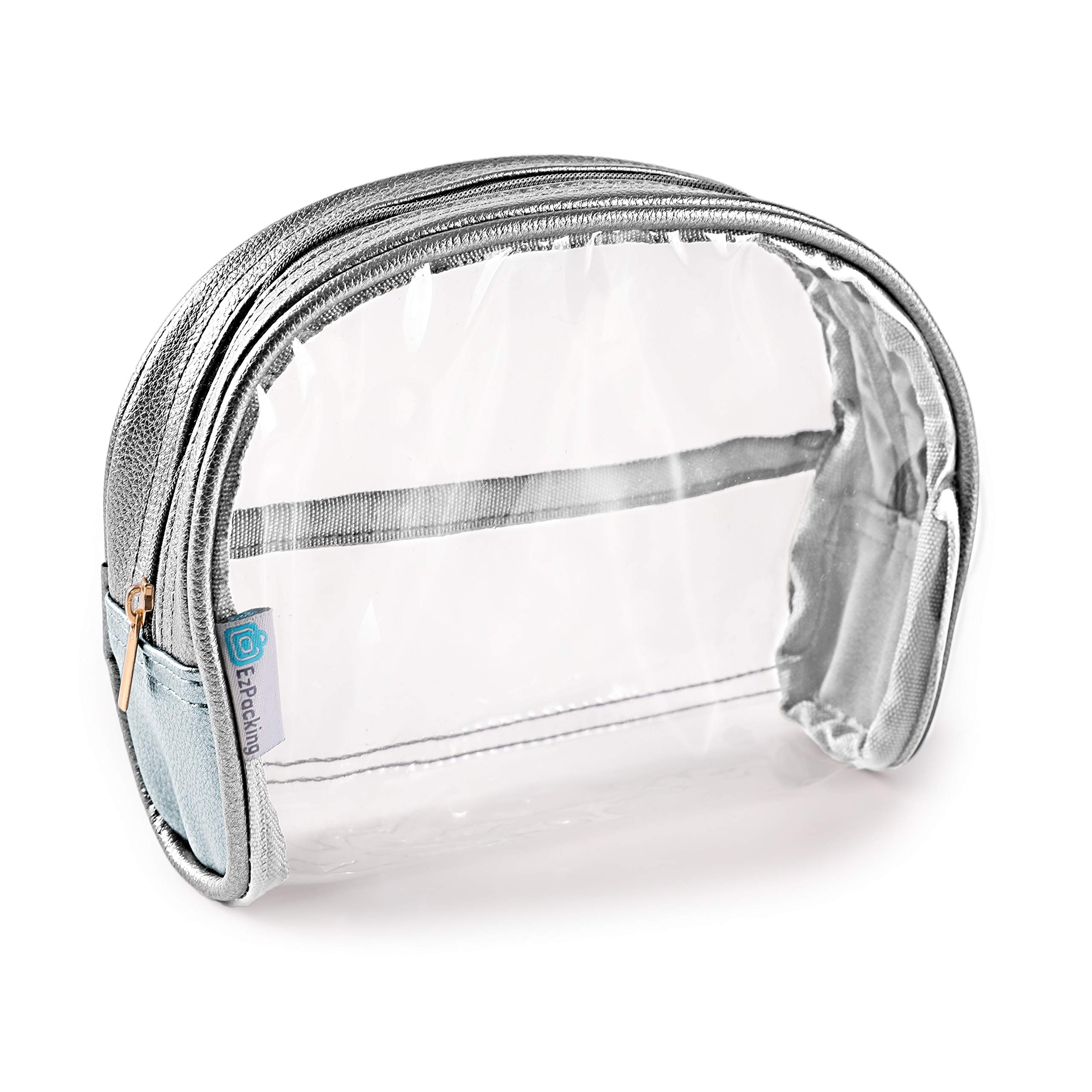 Half Moon Bag / Small & Cute Clear Cosmetic Pouch for Purse / Transparent & Portable TSA Compliant Clear Quart Bag for Travel / Simple and Plain