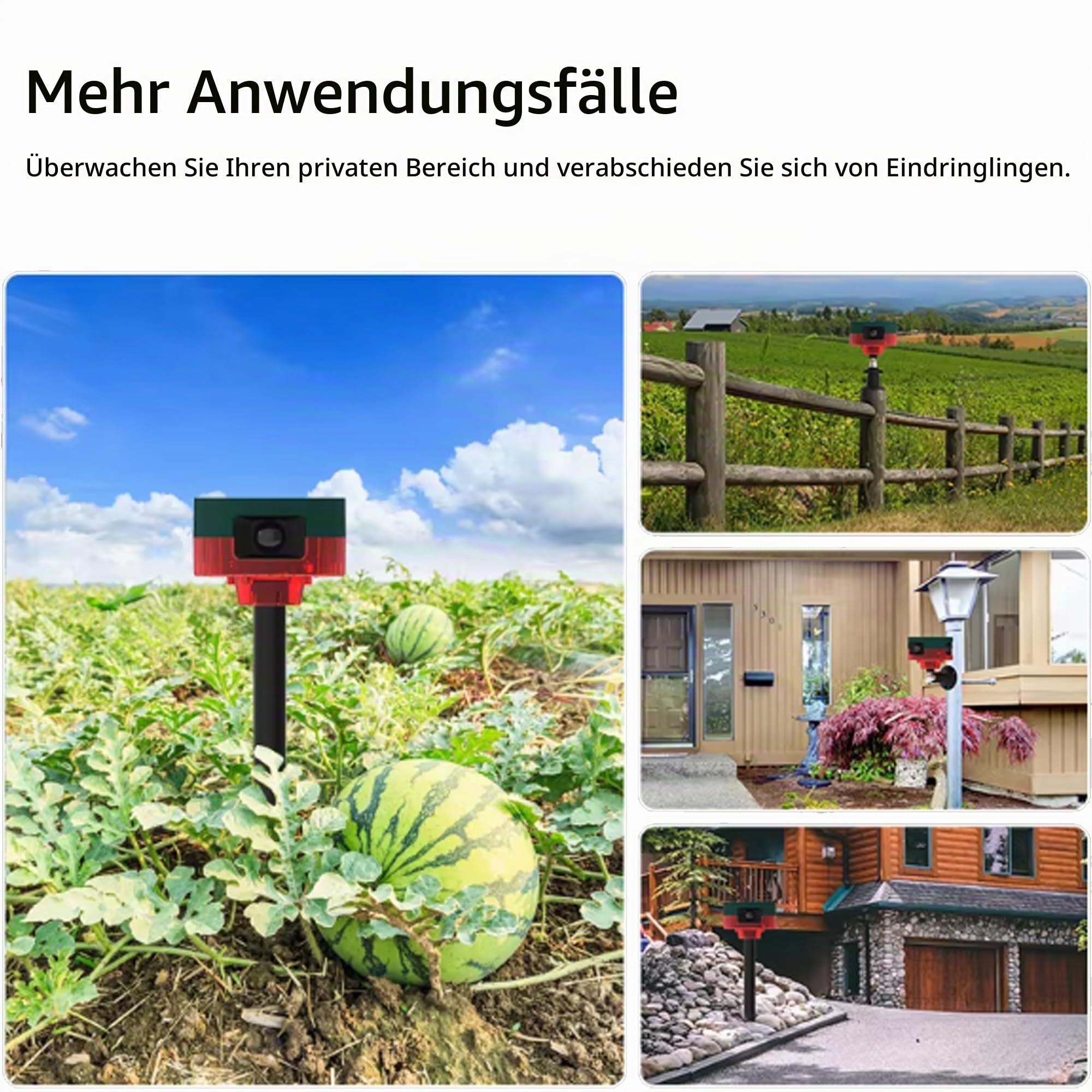 Solar-Bewegungsmelder-Alarm für draußen – Verbesserter 360°-Bewegungsmelder-Alarm, 129 dB Laute Sirene, 13 Arten von Geräuschen, Bewegungsmelder für bellende Hunde, unterstützt Aufnahme (2 Pack)