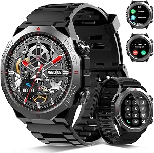 💎 77% MEGA DEAL! Smartwatch Herren Damen, Militär Smart Watch mit Telefonfunktion, 1,39″HD Touchscreen, IP68 Wasserdicht Sportuhr, 110+Sportmodi Fitness Tracker, Herzfrequenz, Schlafmonitor, Fitnessuhr für iOS Android