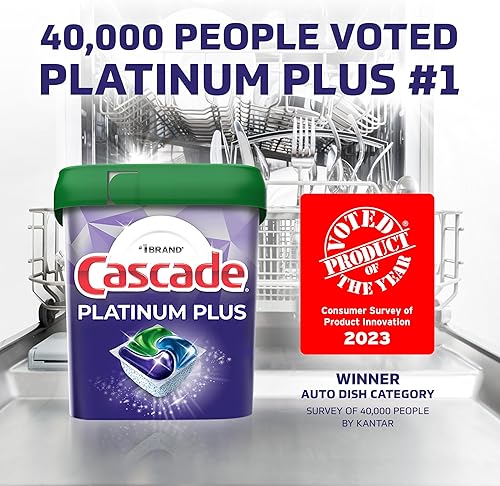 Miniatura 9 de Cascade Platinum Plus ActionPacs Cápsulas de detergente para lavavajillas, jabón para lavavajillas, montaña, 52 unidades