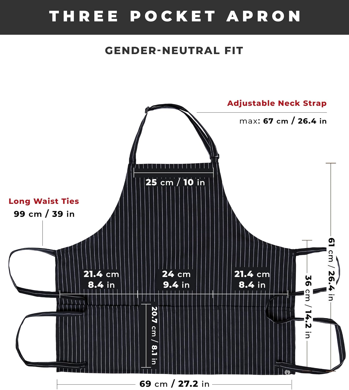 Chef Works Unisex Three Pocket Apron