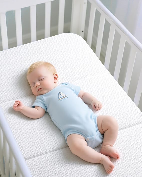 Pack and Play Mattress 38x26, Tri-fold Portable Pack N Play Mattresses for Playpens, Dual-Layer Crib Mattress with Waterproof Washable Breathable Cover for Infants and Toddlers