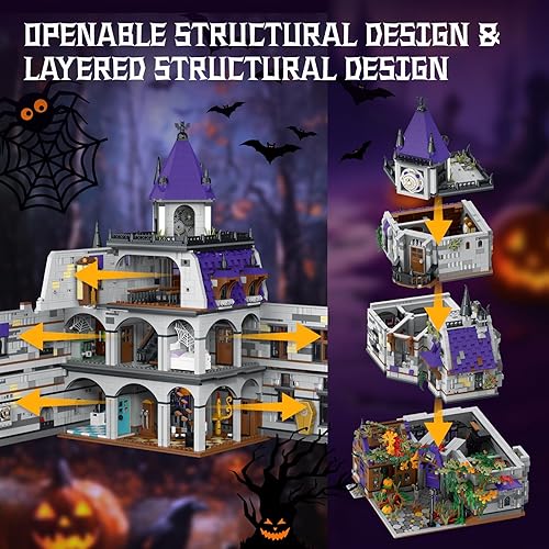 Miniatura 3 de JMBricklayer Juego de construcción de casa de castillo medieval para adultos, ideas modelo de casa, juego de construcción con luces LED, mansión