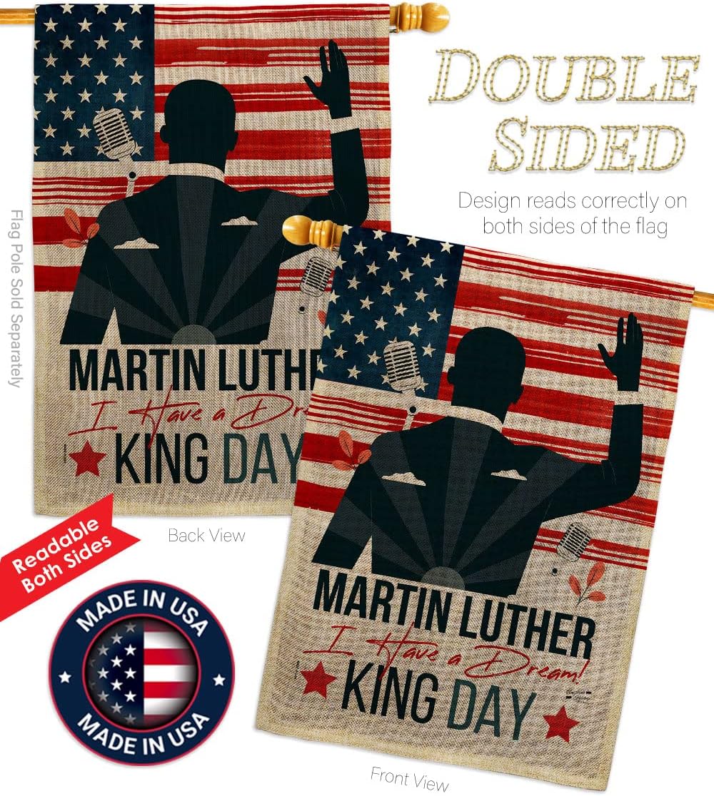 Martin Luther King Lawn Decor Burlap Support Our Troops Banner Pack Wall Art Flag Room Decorations Indoor Outdoor Tapestry Signs African American Heritage Kwanzaa Black History Month Gifts Made In USA