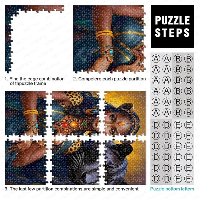 Foto 5 de 8 de Afro Queen con Panther Puzzle De 1000 Trozos Papel Grueso Rompecabezas Compatible con Tabla Fácil Almacenar…