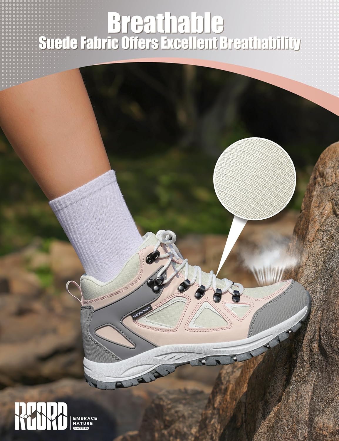 R CORD Kids Hiking Boots Waterproof Non-Slip for Outdoor Lace-Up Closure Girls Hiking Boots Durable TPR Traction Outsole Kids Hiking Shoes