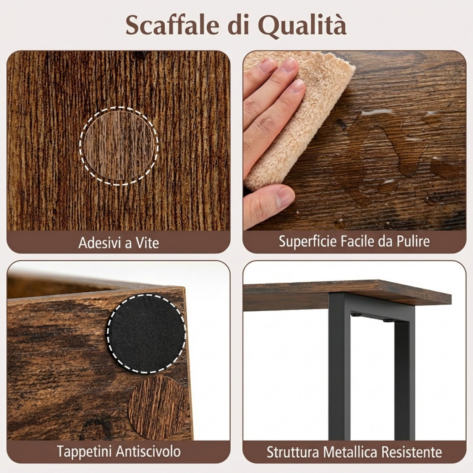 COSTWAY Libreria a 5 Livelli in Legno, Scaffale Espositore Geometrico con Struttura in Metallo, Mobile Portaoggetti Salvaspazio per Camera da Letto Soggiorno Ufficio, 38x23x147 cm (Marrone Rustico)